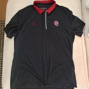 Oklahoma Jordan Men's Grey and Red Polo Shirt